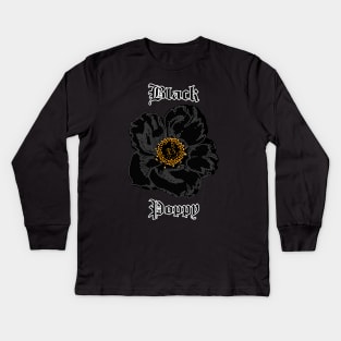 Black Poppy – Gothic flower Kids Long Sleeve T-Shirt